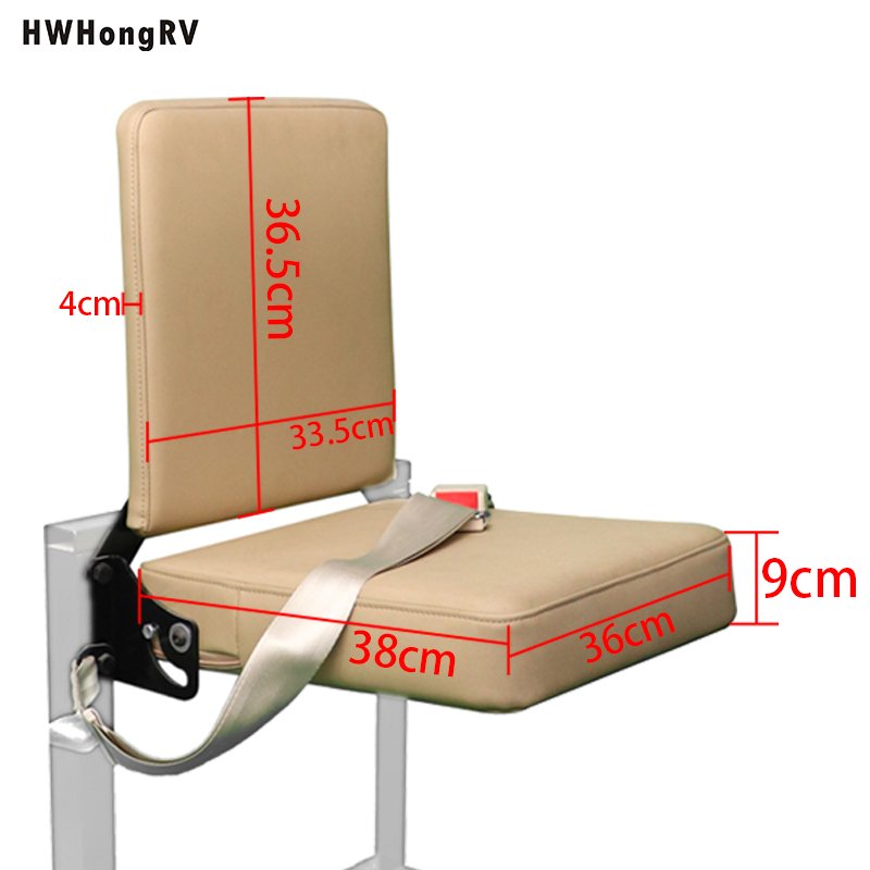RV Wall Mount Fold-Down Seat for Ambulance MPV Bus & Car PVC Interior Jump Seats with Back Folding-Plus Seat Flapchair Model