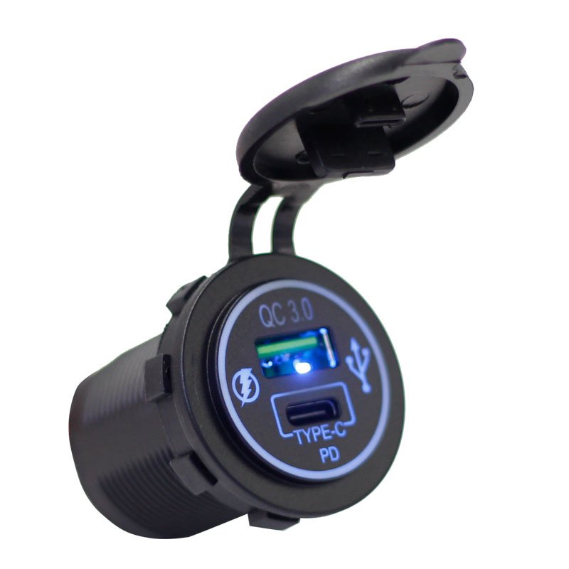 12V/24V Dual Port Car Charger with QC3.0 & 20W PD USB-C, Fast Charging, Universal Bus Socket for Cars, Trucks, Vehicles