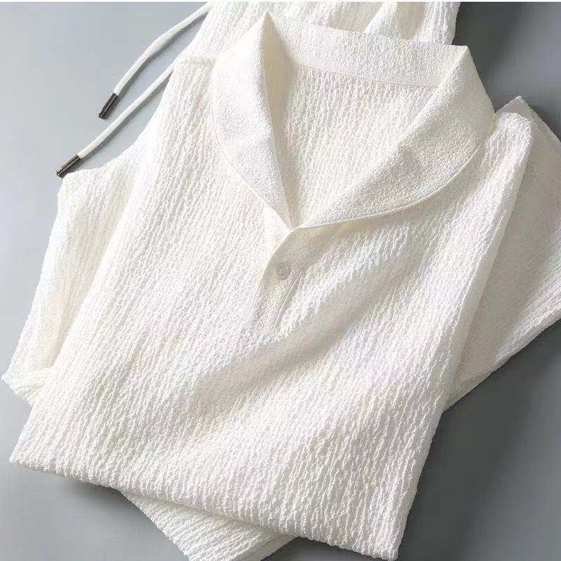Leisure Suit Men 2023 New Summer Thin High-end Sports Suit Men's Fashion Short Sleeve Trousers Trend Light Luxury