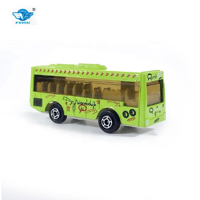 Wholesale 1:64 Cartoon Style Die Cast Metal Toy Car for Kids Toy Pickup Trucks Taxi Bus Diecast Model Car