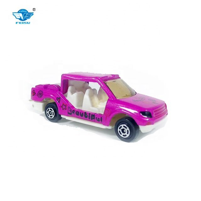 Wholesale 1:64 Cartoon Style Die Cast Metal Toy Car for Kids Toy Pickup Trucks Taxi Bus Diecast Model Car