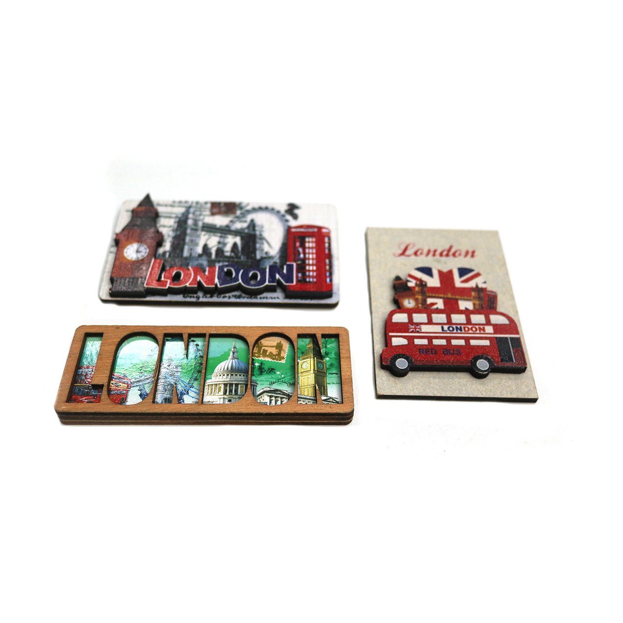 London Fridge Magnet Kitchen Room House Decoration Favourite Rectangle Bus Wooden Souvenirs Tourism Customized Fridge Magnet