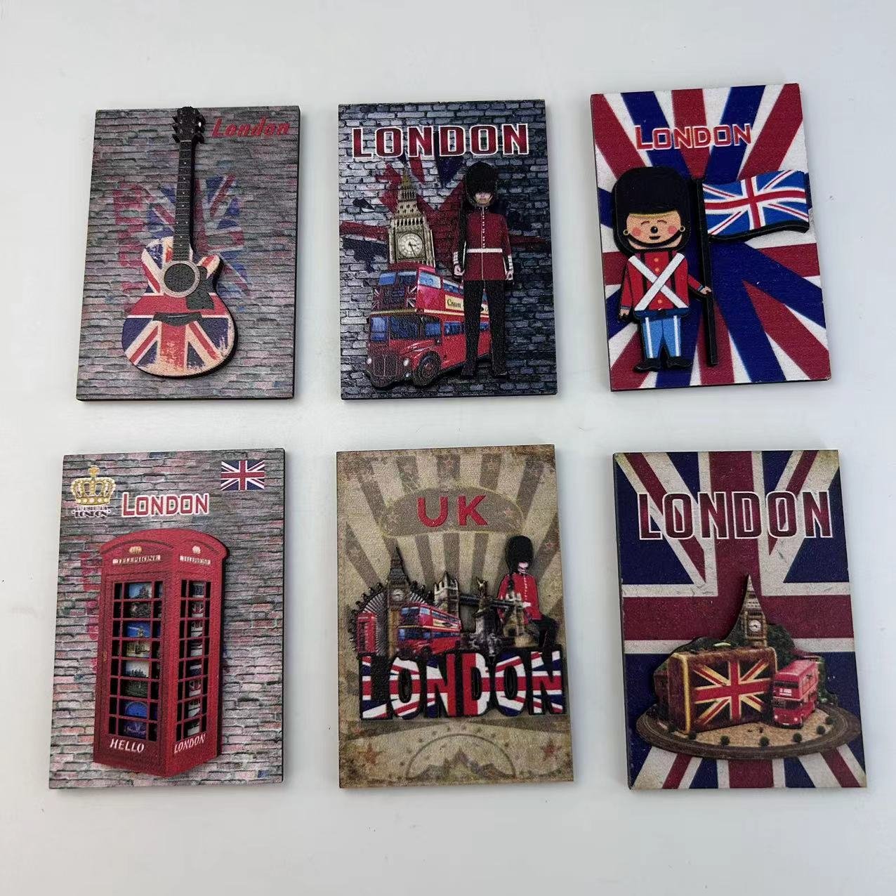 London Fridge Magnet Kitchen Room House Decoration Favourite Rectangle Bus Wooden Souvenirs Tourism Customized Fridge Magnet