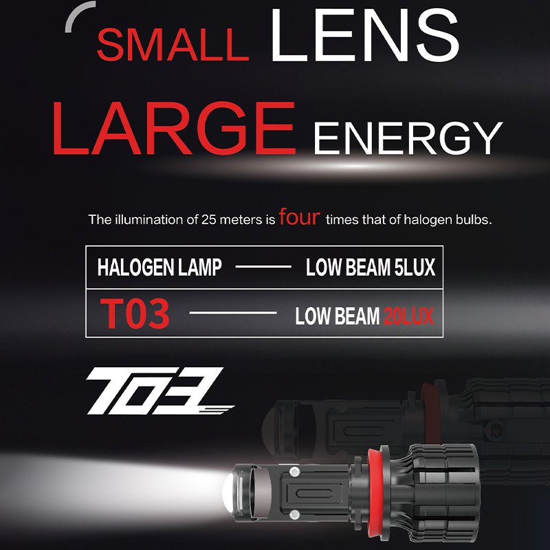 T03 H4 Led Headlight Projector 12V-24V 100W 10000LM H4 H7 H8 9005 9006 Led Light Led Laser Projector H4 Led Lens