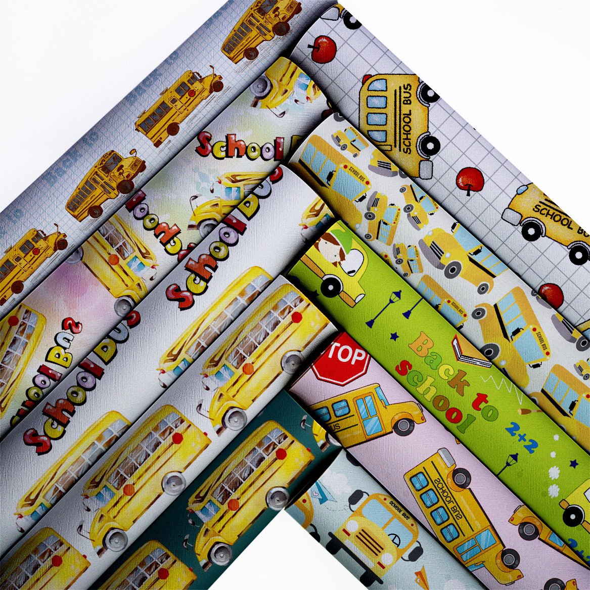 136Cm*30Cm Professional Custom Cartoon Bus Pattern Faux Synthetic Leather Fabric for Sewing Bow
