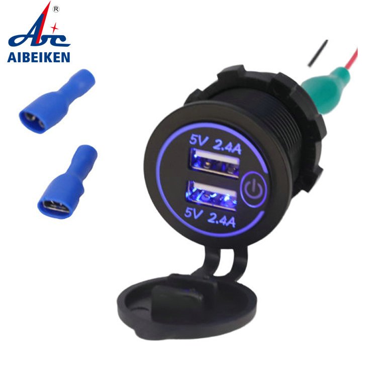12V 4.2A LED Light Dual Port Touching USB Car Charger Socket for Car Boat Marine Mobile Phone
