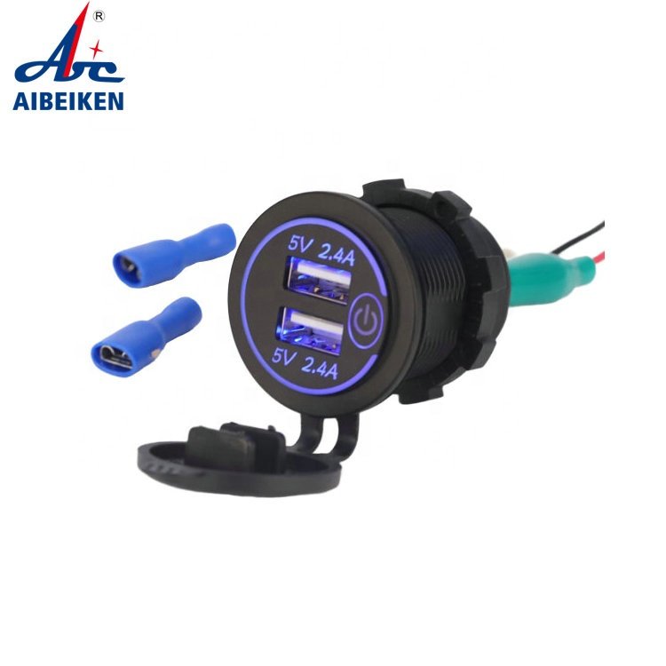 12V 4.2A LED Light Dual Port Touching USB Car Charger Socket for Car Boat Marine Mobile Phone