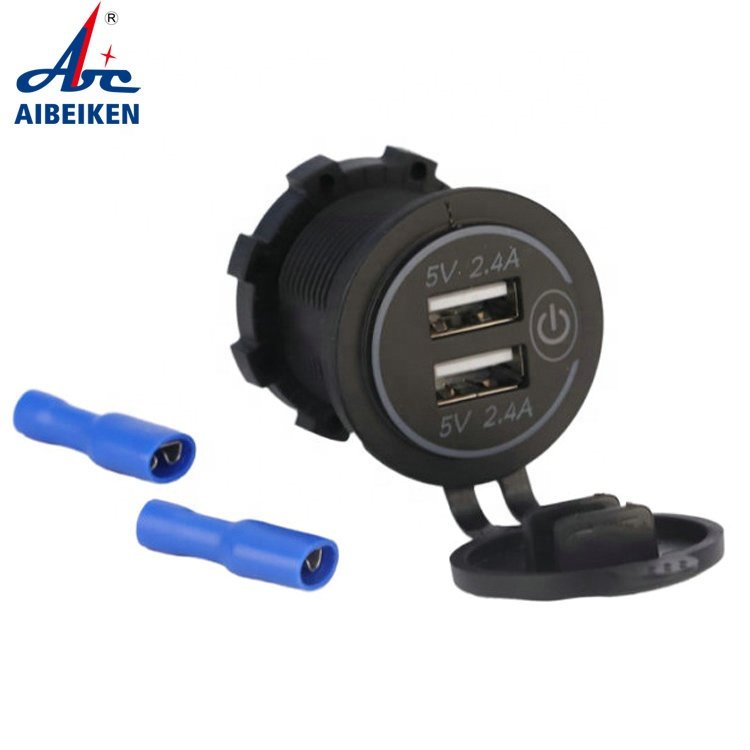 12V 4.2A LED Light Dual Port Touching USB Car Charger Socket for Car Boat Marine Mobile Phone