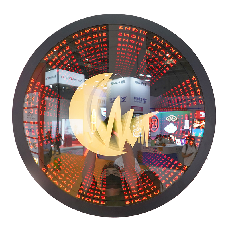 Custom New Design Neon Box 3d Infinity Neon Eye-Catching Large Night Infinity Neon Mirror Advertising Equipment Sign Mirror