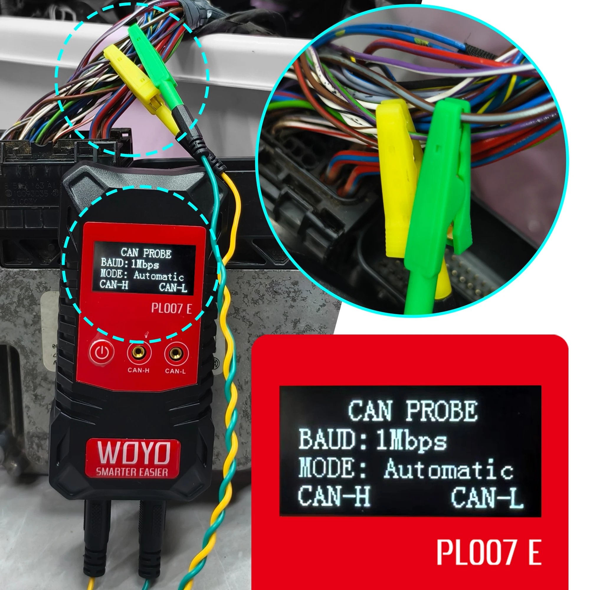 WOYO PL007 E CAN BUS Tester Engineer Edition Reads Data Directly, Don't Need Breaking the Wire, Auto-recognize CAN-H & CAN-L
