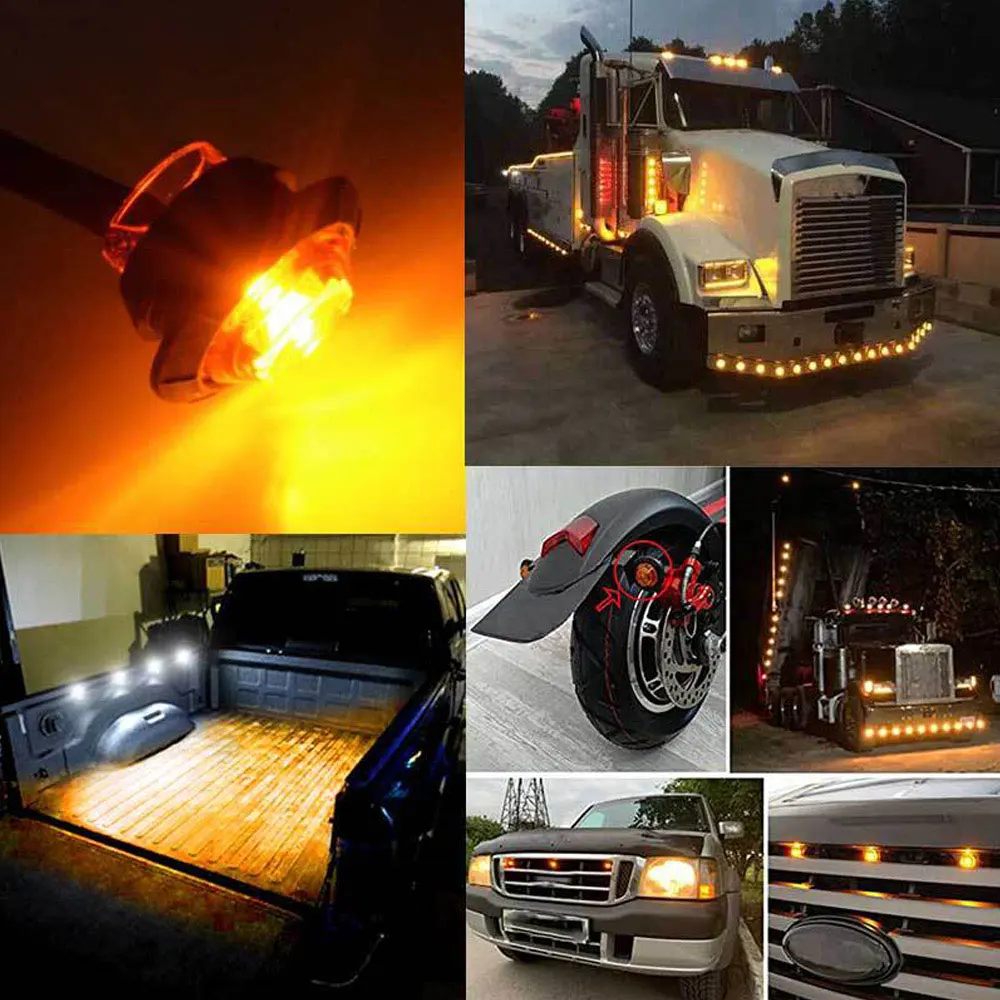 12V/24V 3SMD 3/4" Round Car Caravan Truck Trailer Side Marker Lights LED Van Bus Clearance Light DRL for Truck Parts