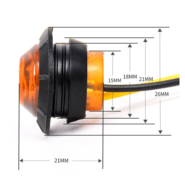 12V/24V 3SMD 3/4" Round Car Caravan Truck Trailer Side Marker Lights LED Van Bus Clearance Light DRL for Truck Parts