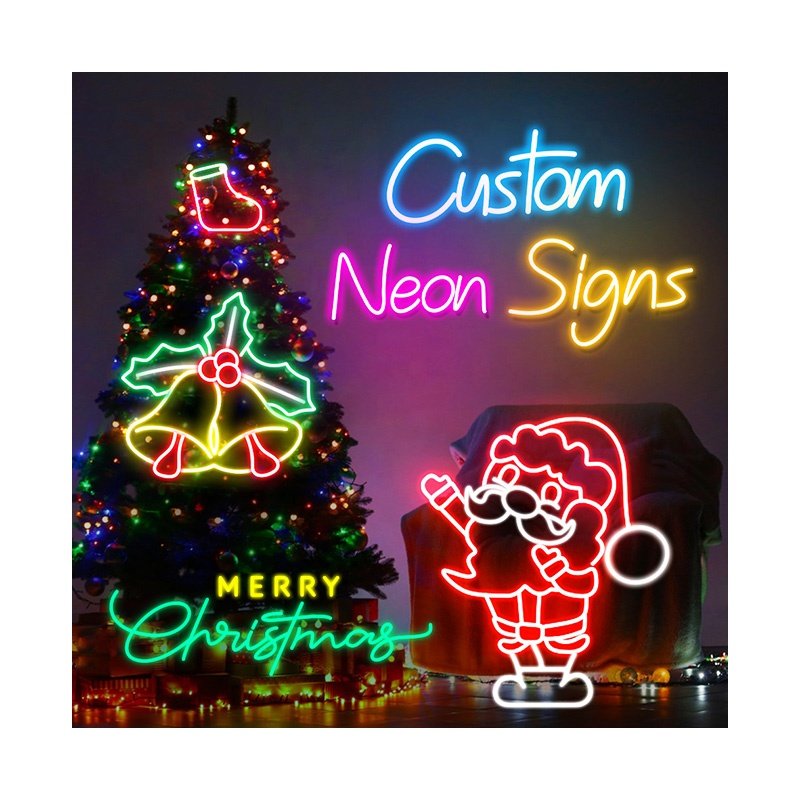 Merry Christmas Winter Decoration Custom Neon Bar Home Sign LED Custom Advertising Light Box