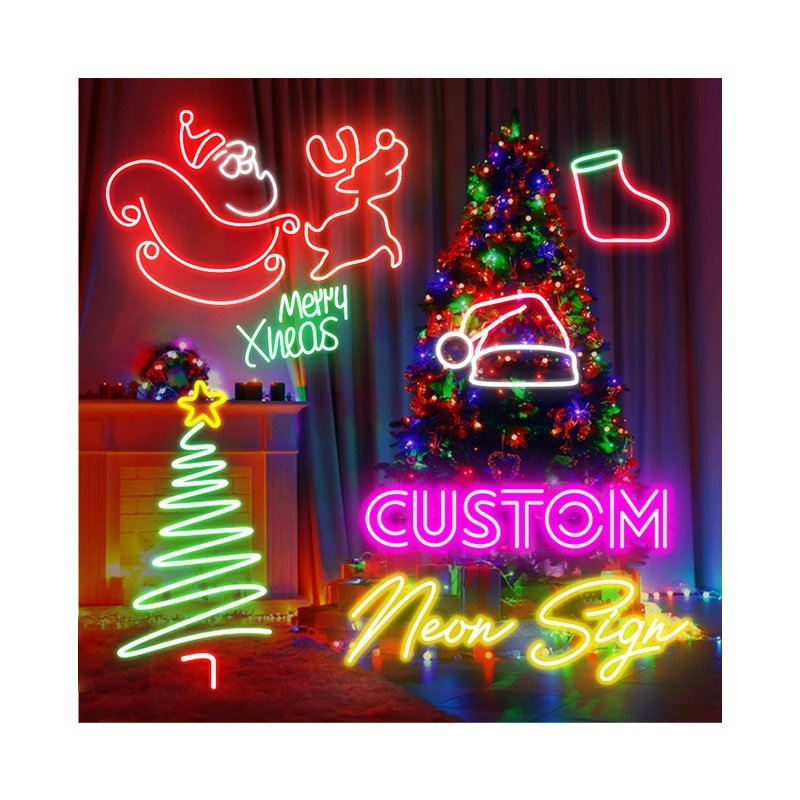 Merry Christmas Winter Decoration Custom Neon Bar Home Sign LED Custom Advertising Light Box