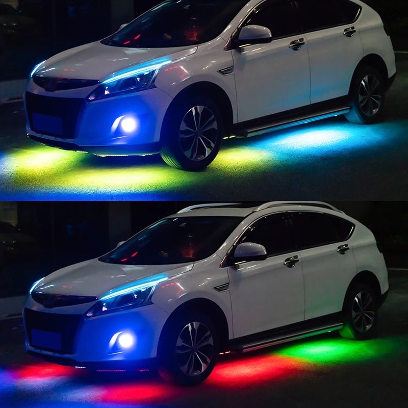 High Quality IP68 Waterproof Low Glow Car Underglow RGB LED Car Under Glow 6pcs Chasing Underglow Light Kit for Car SUV Truck