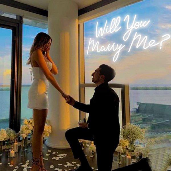 Custom Neon Sign Acrylic Letters Will You Marry Me Neon Lights Y Led Flex Neon Signs for Be Engaged Propose