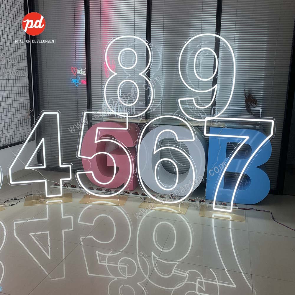 Party Supplies Custom Free Standing Led Birthday Neon Number Lights 0-9 Acrylic Neon Letter Signs for Party Decorations