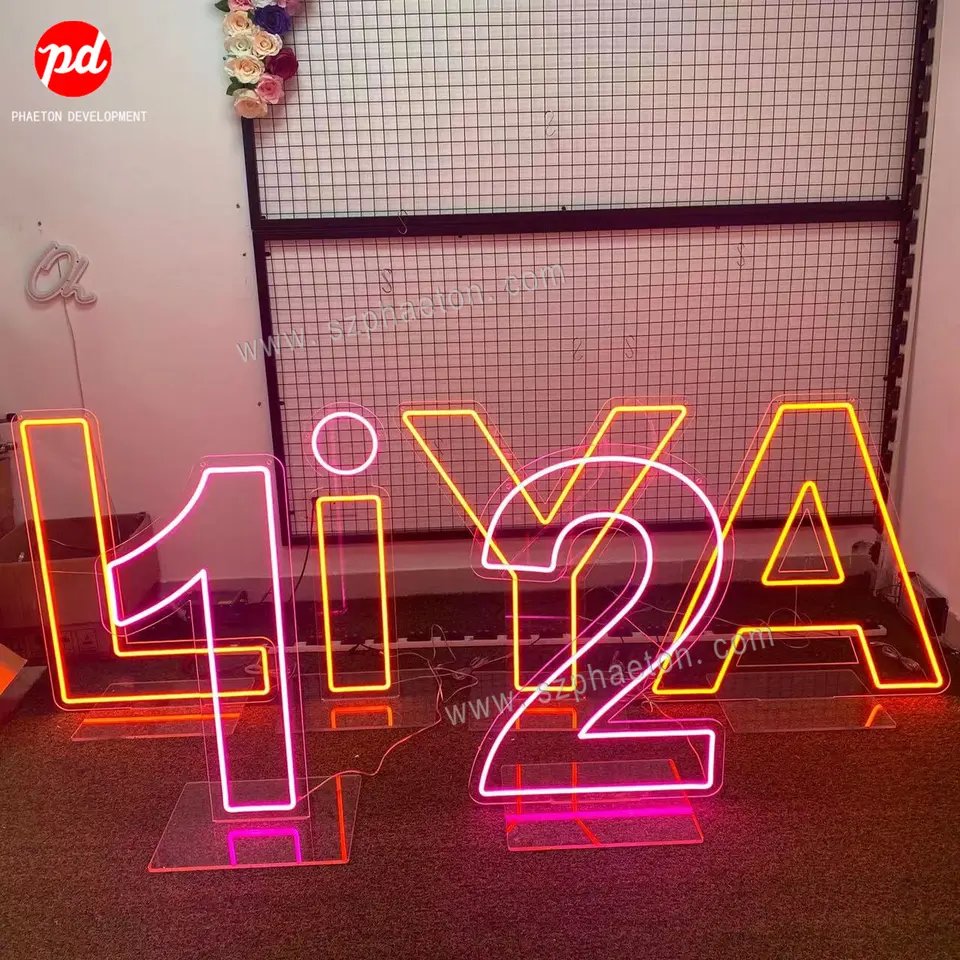 Party Supplies Custom Free Standing Led Birthday Neon Number Lights 0-9 Acrylic Neon Letter Signs for Party Decorations