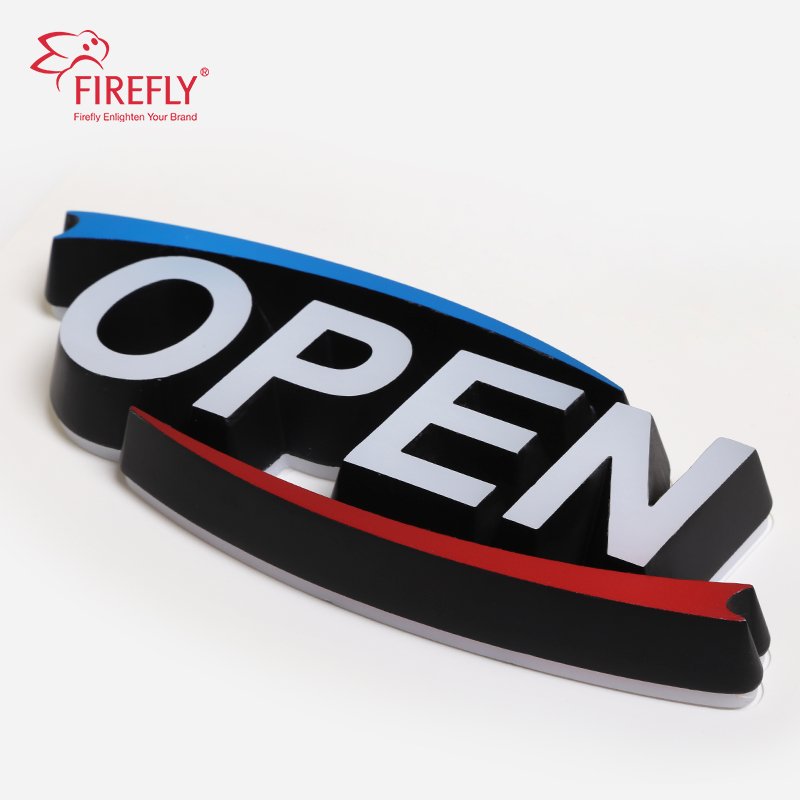 Custom Business Shop Logo 3D Lighting Acrylic Illuminated Mini Open Sign Backlit Channel Letter Led Sign