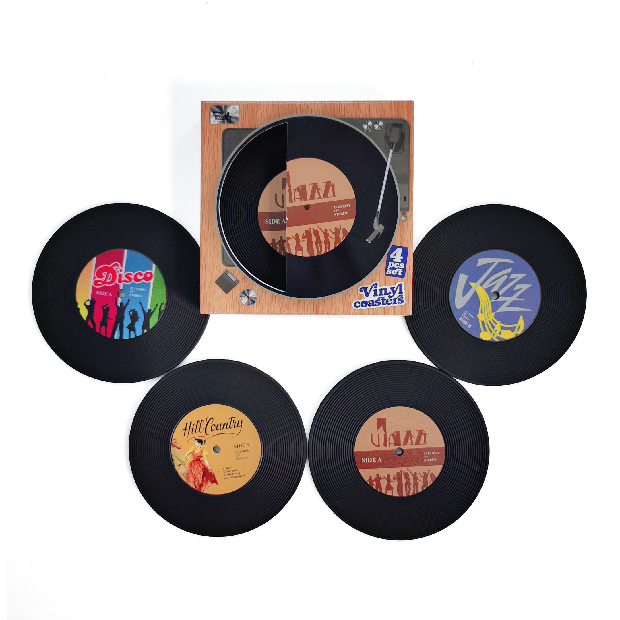 Customized New 6PCS Color Vintage coaster Vinyl Record coaster CD coaster Heat-resistant Anti-skid Kitchen Accessories Tool