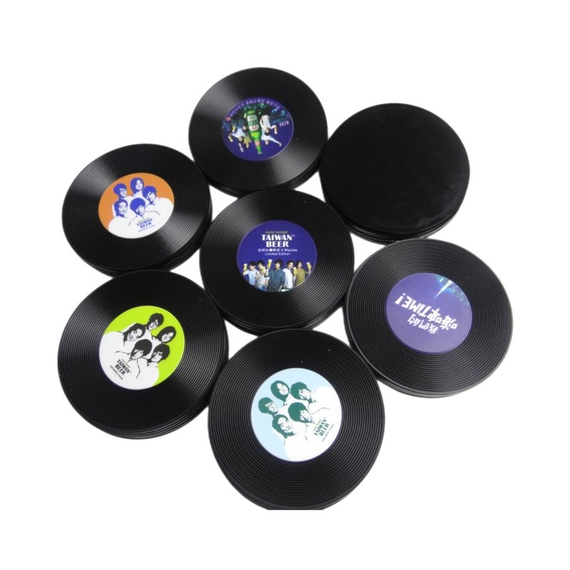 Customized New 6PCS Color Vintage coaster Vinyl Record coaster CD coaster Heat-resistant Anti-skid Kitchen Accessories Tool