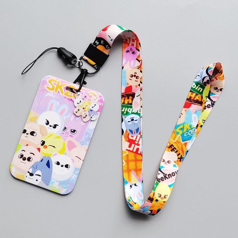 Cartoon Business Card Identity Badge with Lanyard Lanyard Neckband Card Bus ID Holder with Keychain