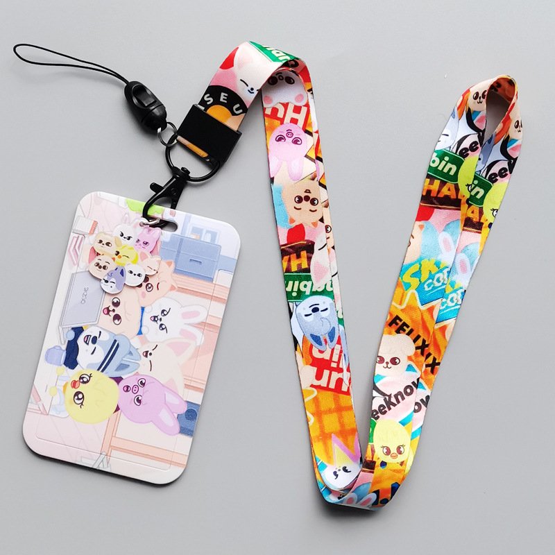 Cartoon Business Card Identity Badge with Lanyard Lanyard Neckband Card Bus ID Holder with Keychain
