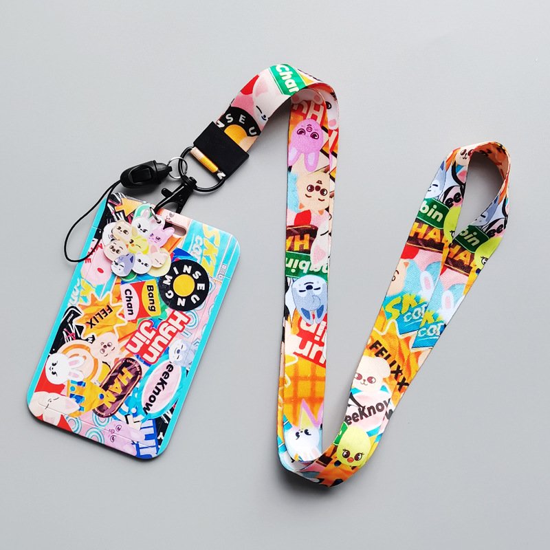 Cartoon Business Card Identity Badge with Lanyard Lanyard Neckband Card Bus ID Holder with Keychain