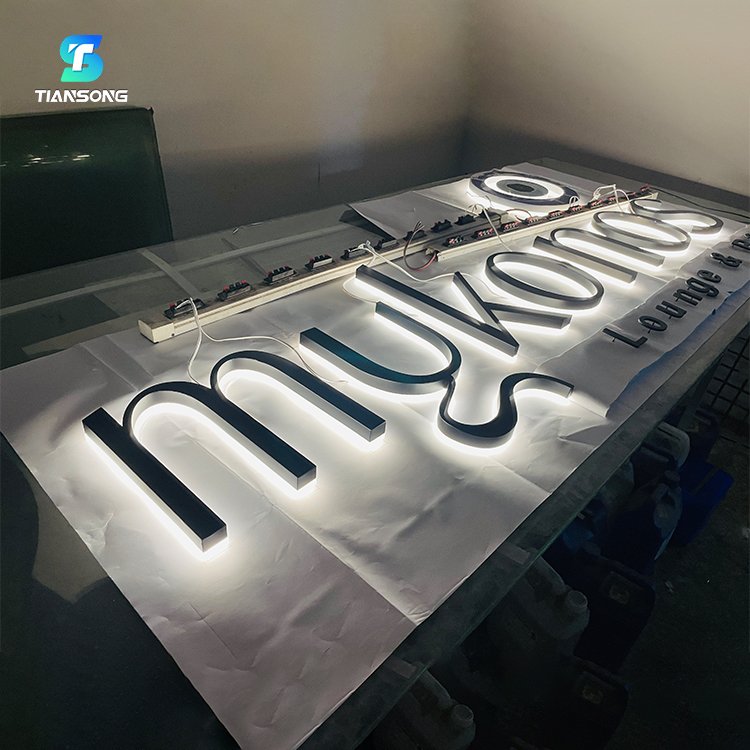 Custom Backlit Logo Channel Letter Backlight Business Name 3D Letter Led Sign