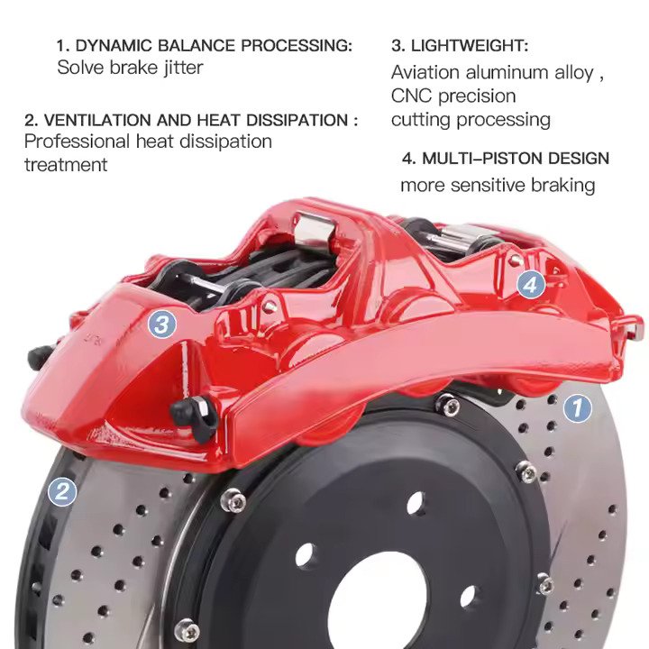 New 282mm Front & Rear Wheel Brake Disc Kit with Big Brake Calipers Auto Brake System Upgrade Pads