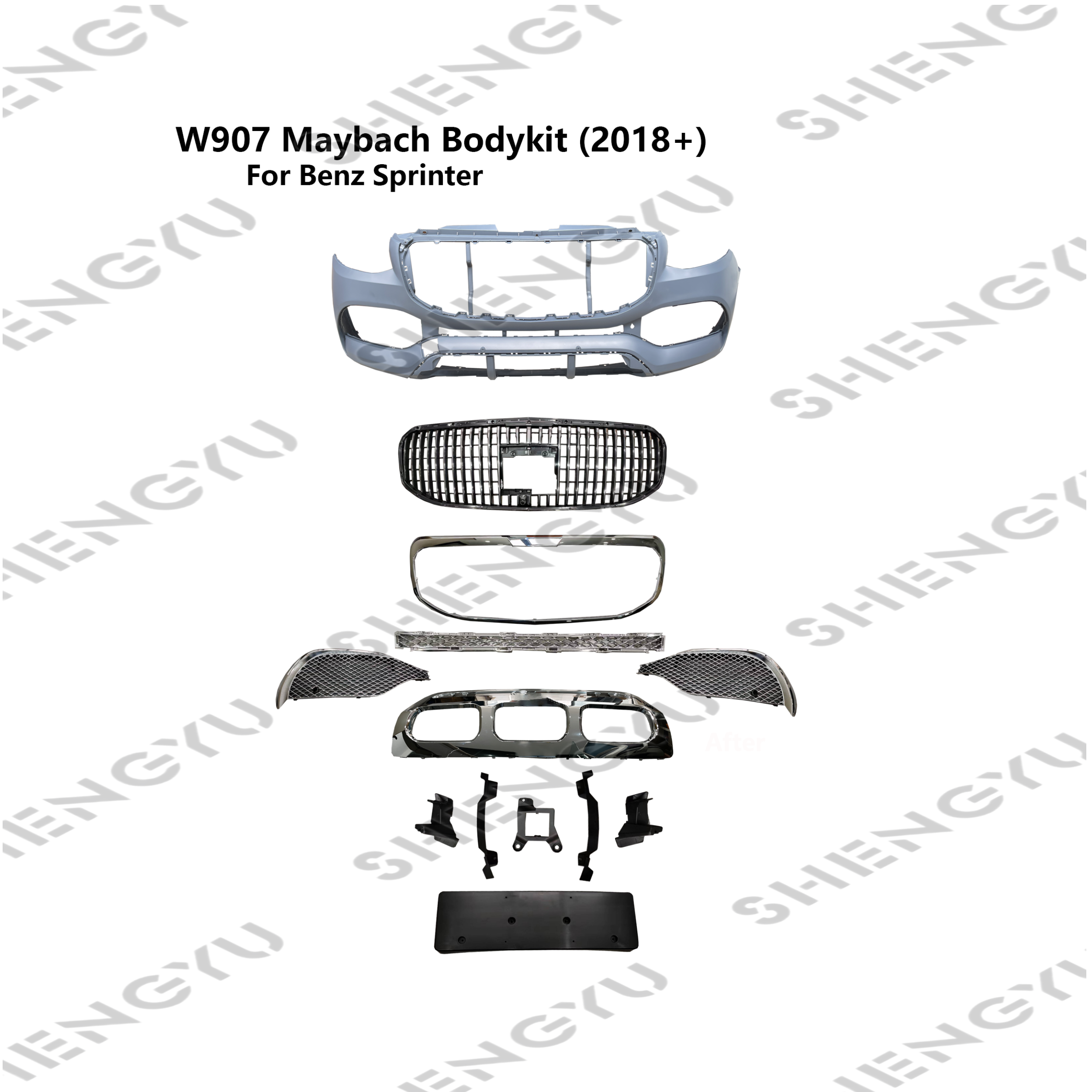 BODY KIT for Benz Sprinter W906 W907 W910 2018-2020 Upgrade to Maybach Style with Front Bumper Assembly and Grille