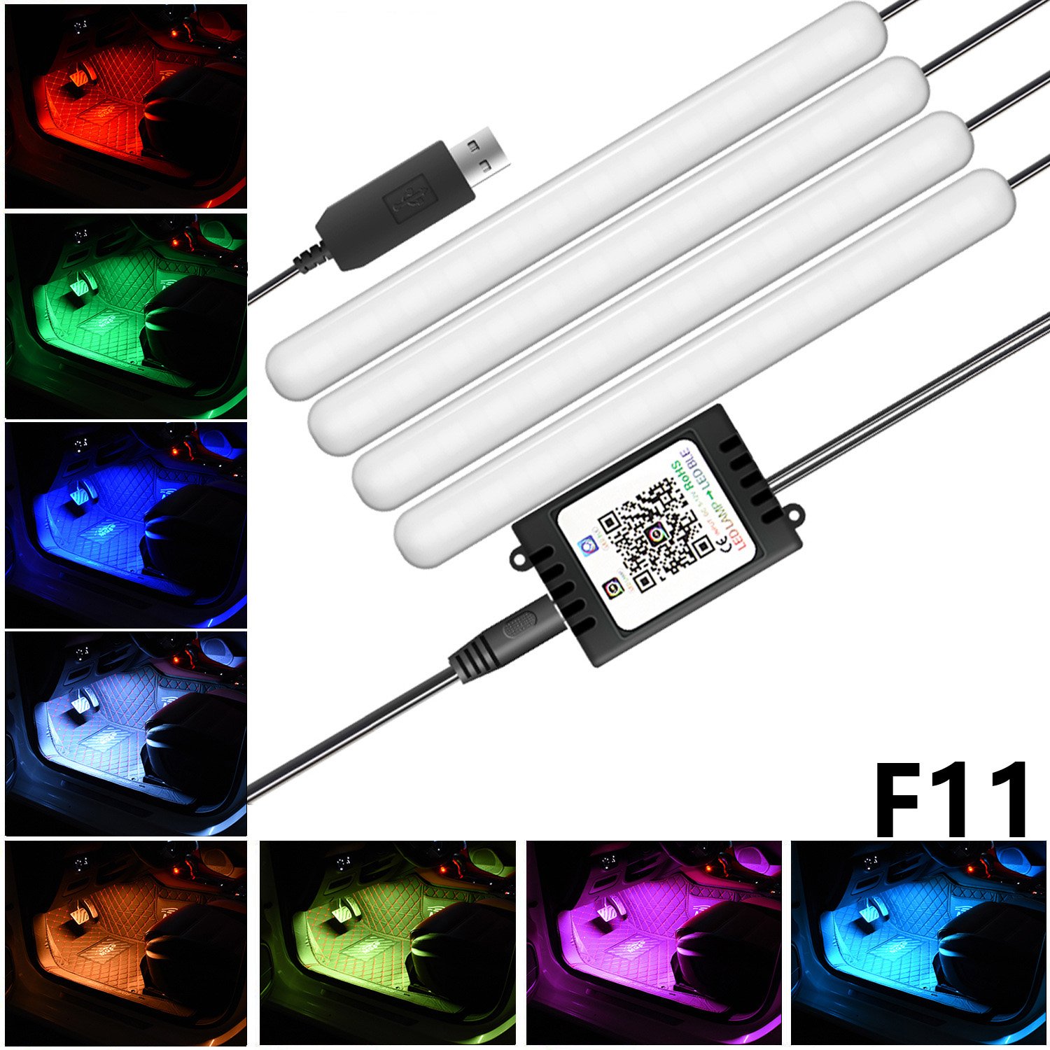 Yosovlamp New Car Atmosphere Decoration Light APP Controls the Car's Seven Color Voice Controlled Footlights