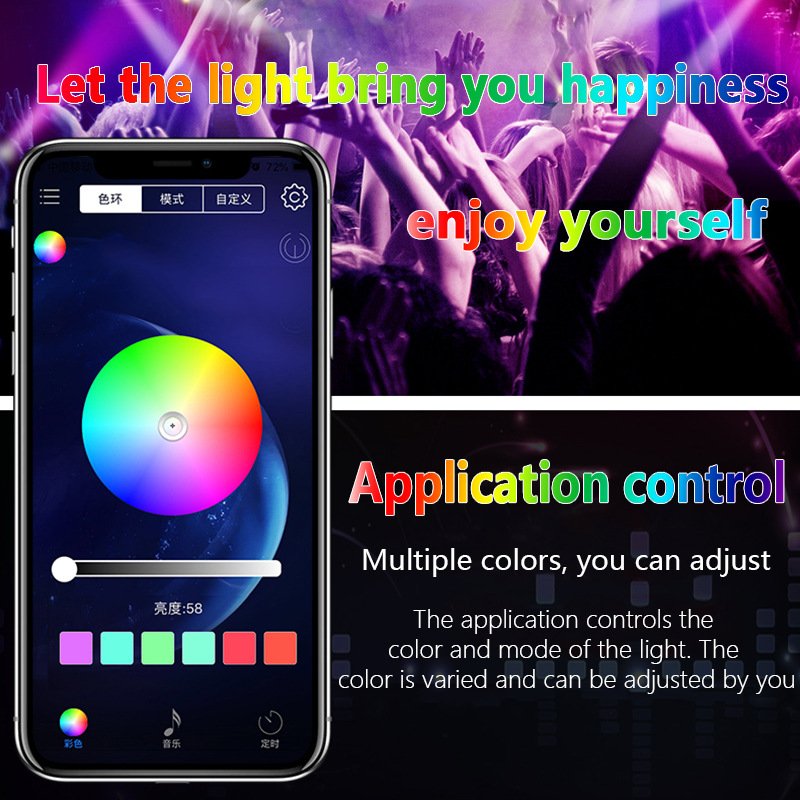 Yosovlamp New Car Atmosphere Decoration Light APP Controls the Car's Seven Color Voice Controlled Footlights
