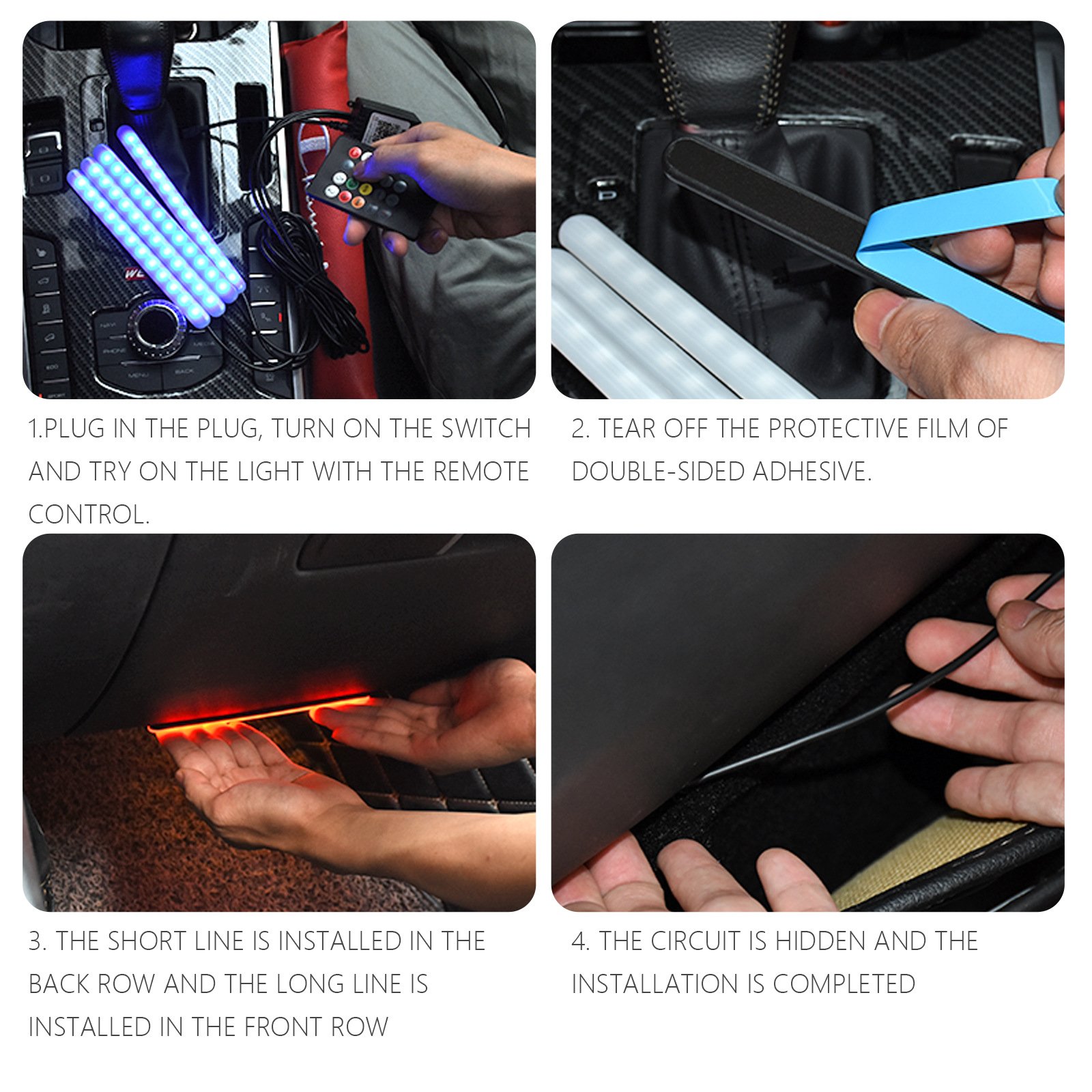 Yosovlamp New Car Atmosphere Decoration Light APP Controls the Car's Seven Color Voice Controlled Footlights