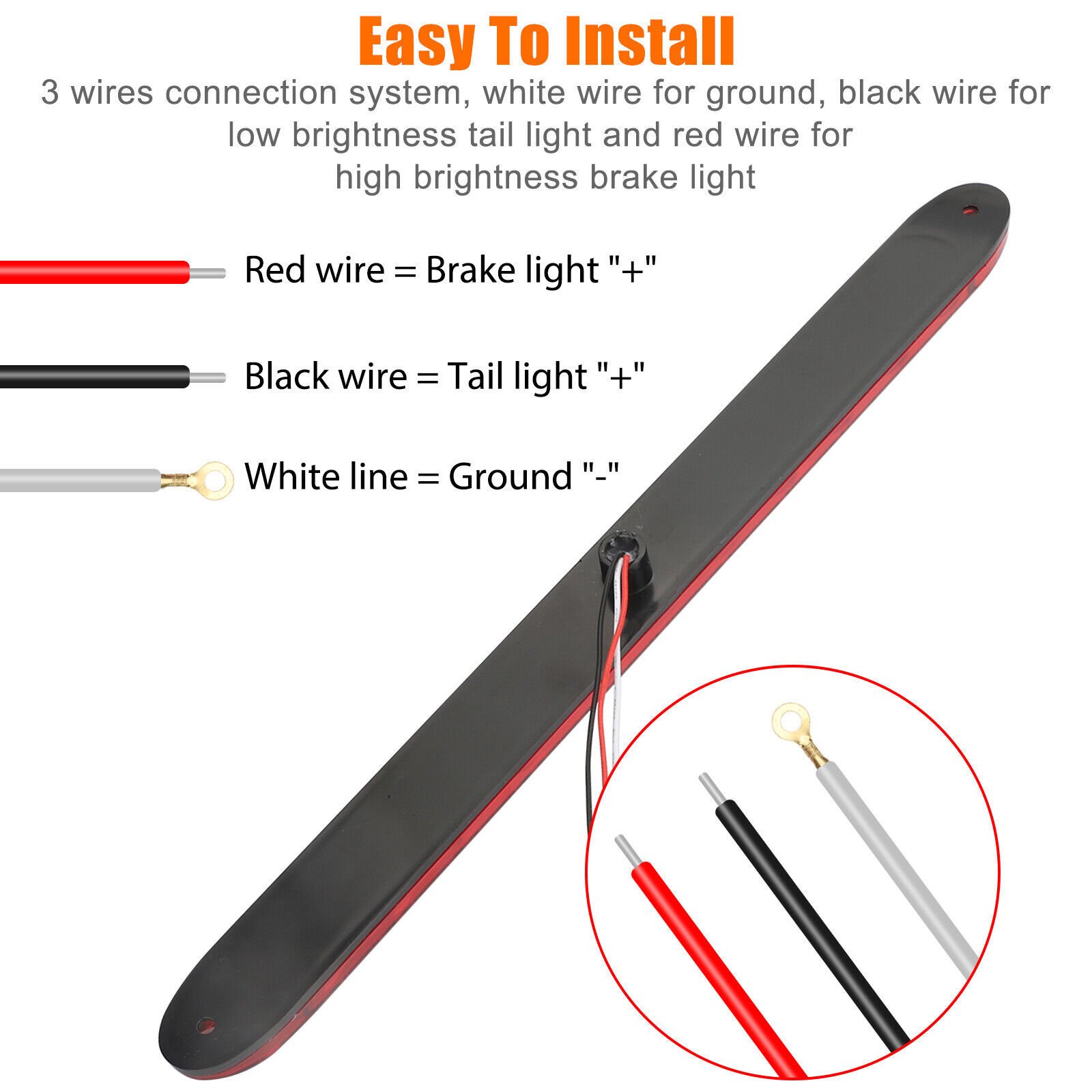 16" Trailer LED Tail Bar Light Brake Stop Lights Assembly Identification Clearance Strip Red Light Waterproof for off Road Truck