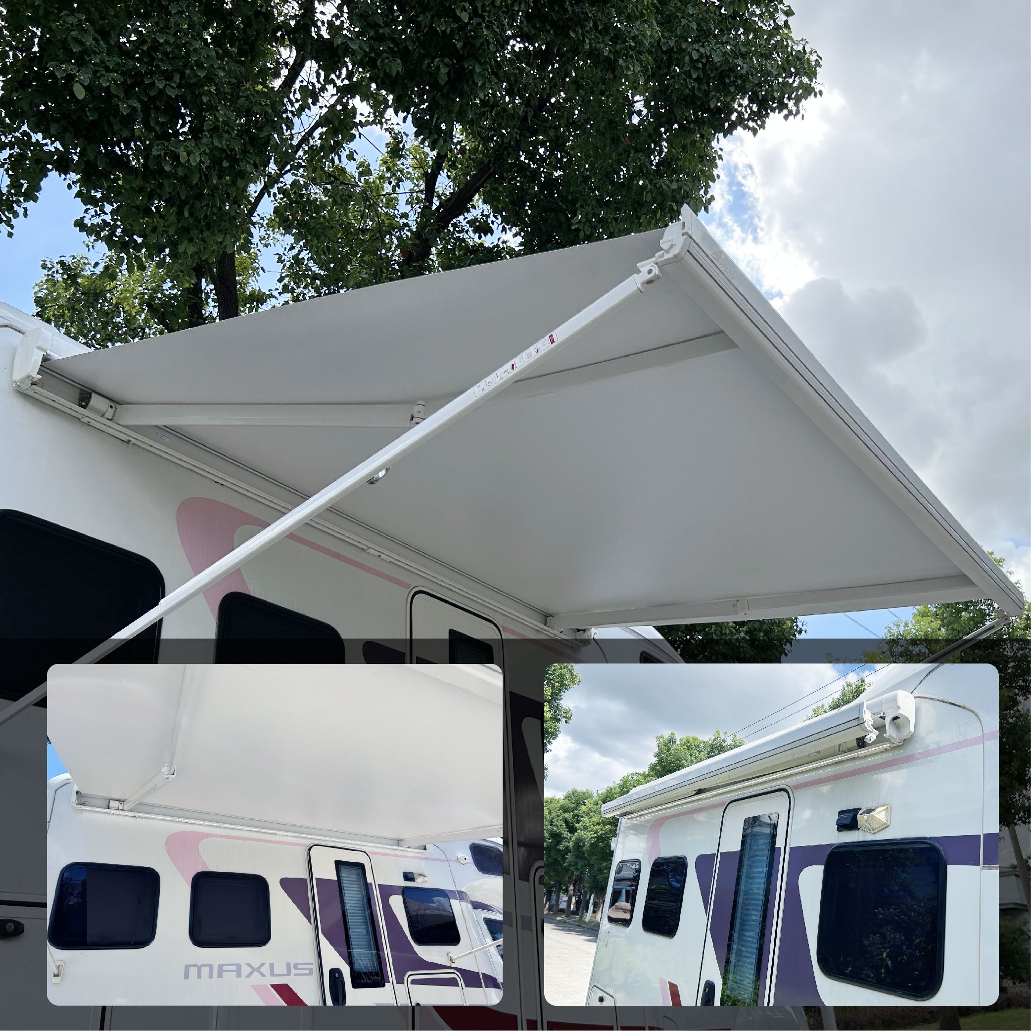 Awnlux Retractable RV Electric Awning with Crank Handle Outdoor Truck Camper Awning Accessory for Motorhome