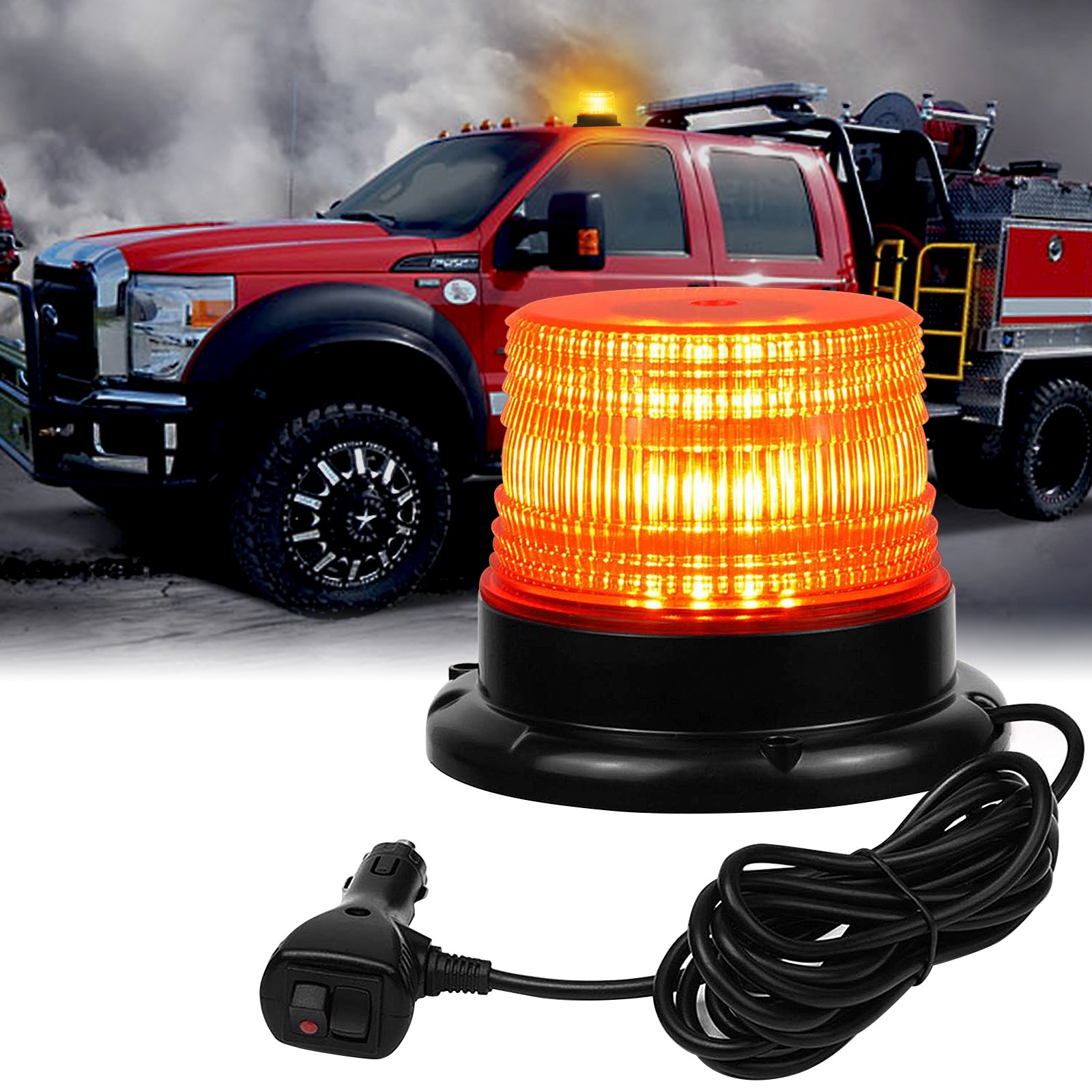 Emergency Warning Flashing Safety Strobe Beacon Light in Amber for Vehicle Buses Trucks Golf Carts UTVs Forklifts and Tractors