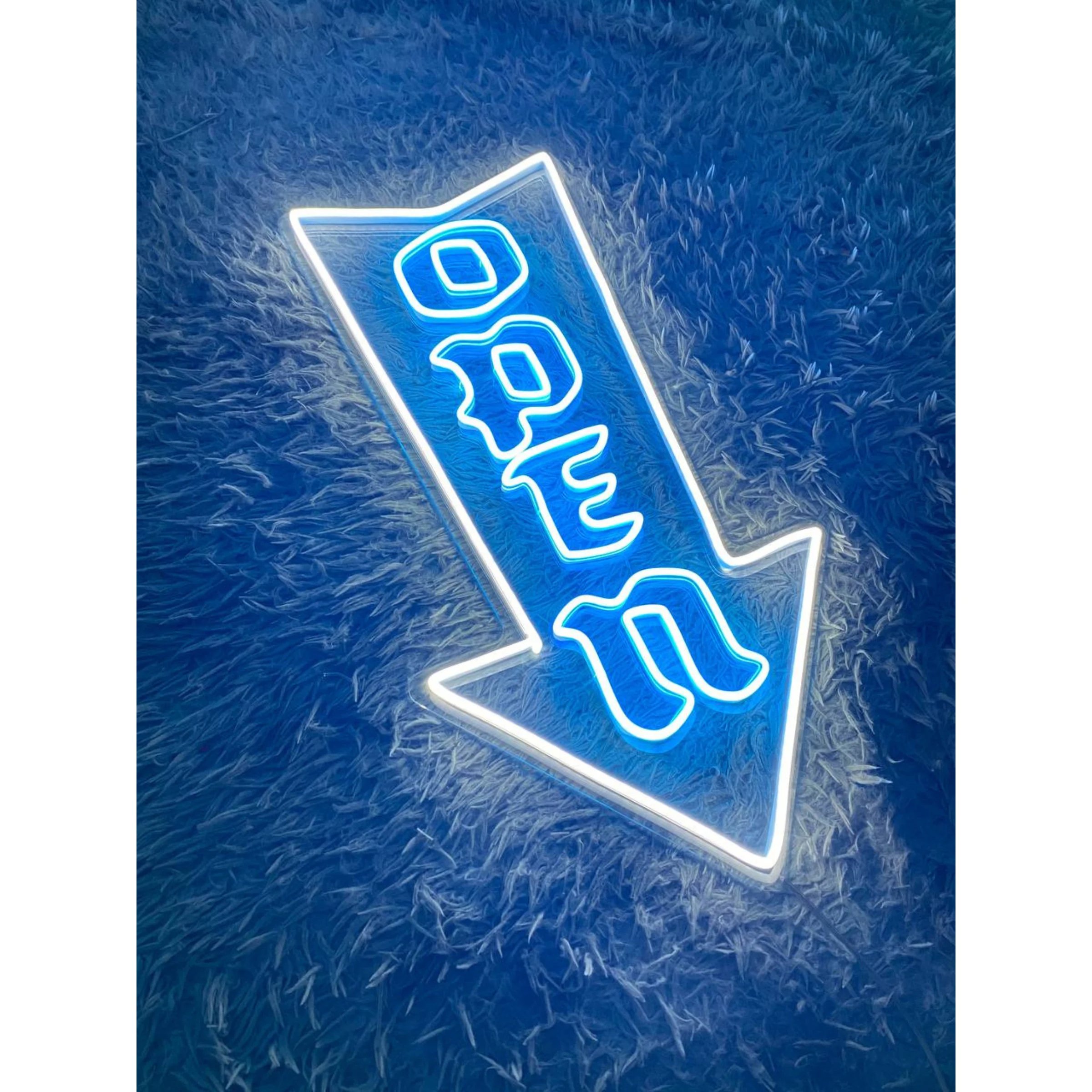 Open Direction Arrow Down Neon Sign Open Led Light Text Arrow Neon Light Name Enter Open Wall Decor
