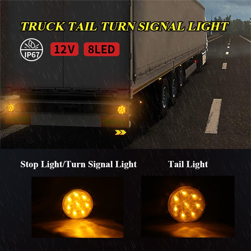Led Waterproof IP67 4 Inch Truck Trailer Rear Exterior Light Smoke Dark Lens Tractor Tow Bus Tail Light