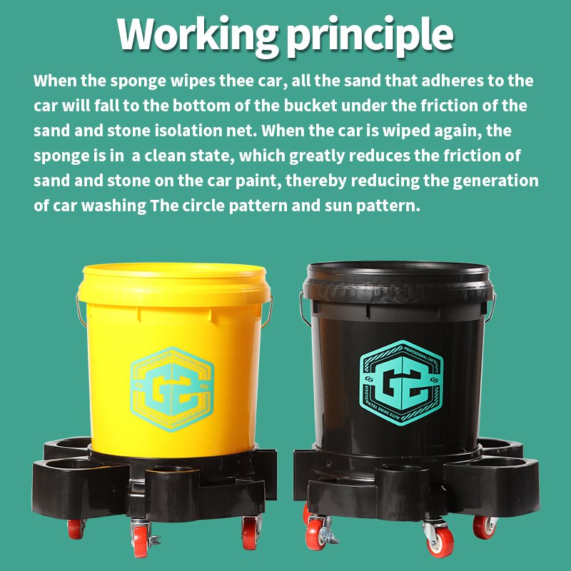 Car Water Bucket With Wheel Swivel Caster Wheel Removable Rolling Mobile Detailing Car Wash Tool Kit Detailing Tool