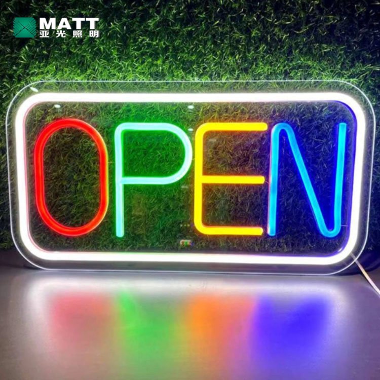 Matt Dropshiping Outdoor Advertising Acrylic LED Sign Custom OPEN Neon Light Sign Window Wall Hanging Light for Business Store