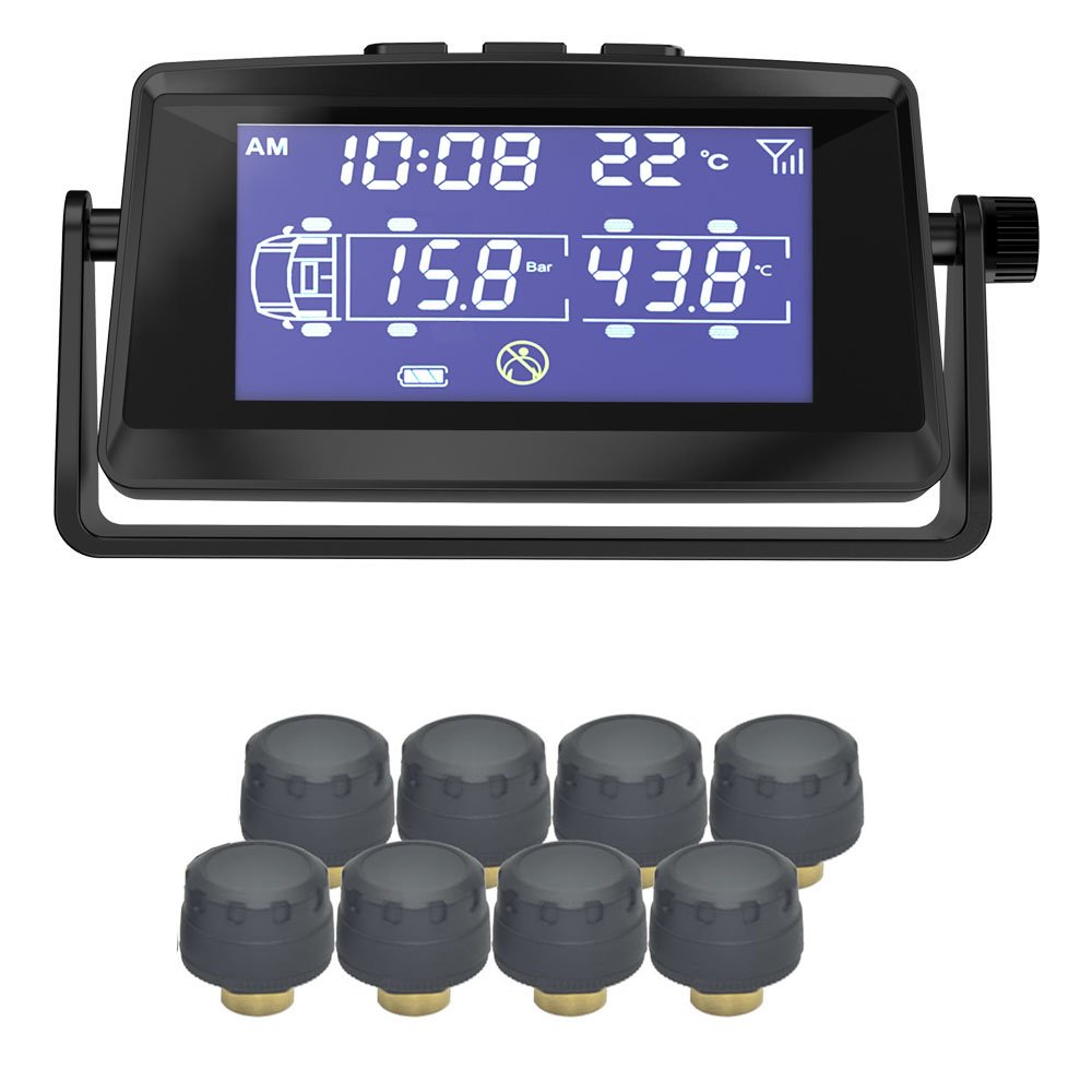 200psi 8 Wheel Sensor Solar Truck TPMS for Trucks Bus Wireless Tire Pressure Monitoring System