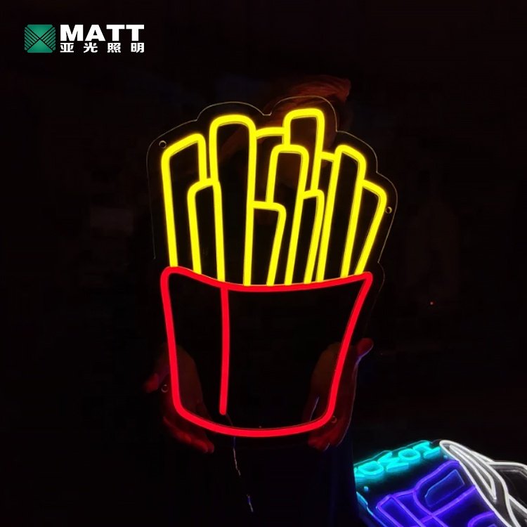 Matt Wholesale Custom Fast Food Led Light Sign Pizza Hamburger Hot Dog Taco Neon Sign Custom Bar Restaurant Logo Wall Decor