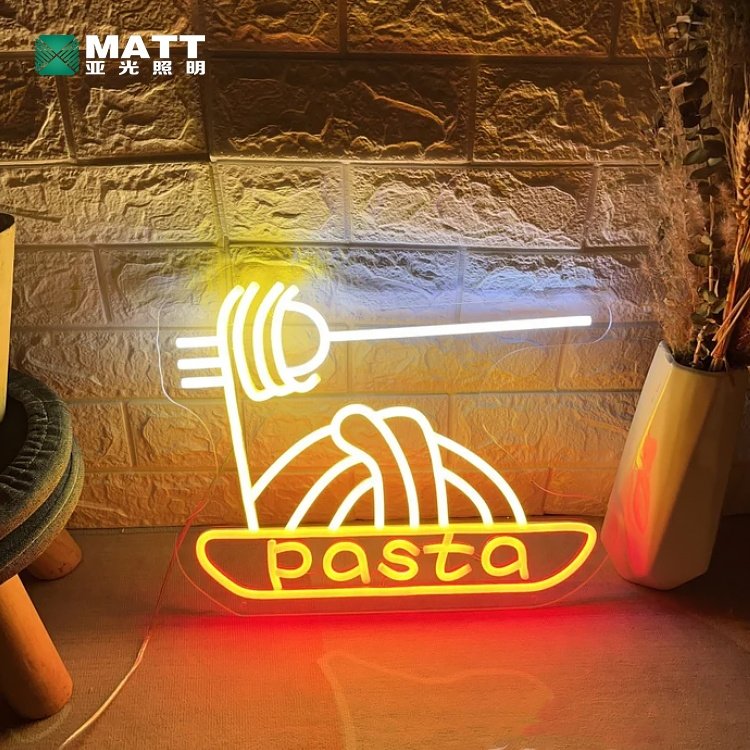 Matt Wholesale Custom Fast Food Led Light Sign Pizza Hamburger Hot Dog Taco Neon Sign Custom Bar Restaurant Logo Wall Decor