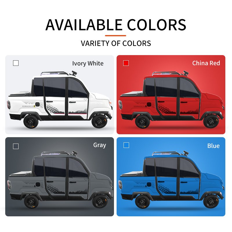 Custom Chinese Double Cabin 4 Wheeler Mini Small Ev Electric Pick up Trucks with Cargo Delivery Box
