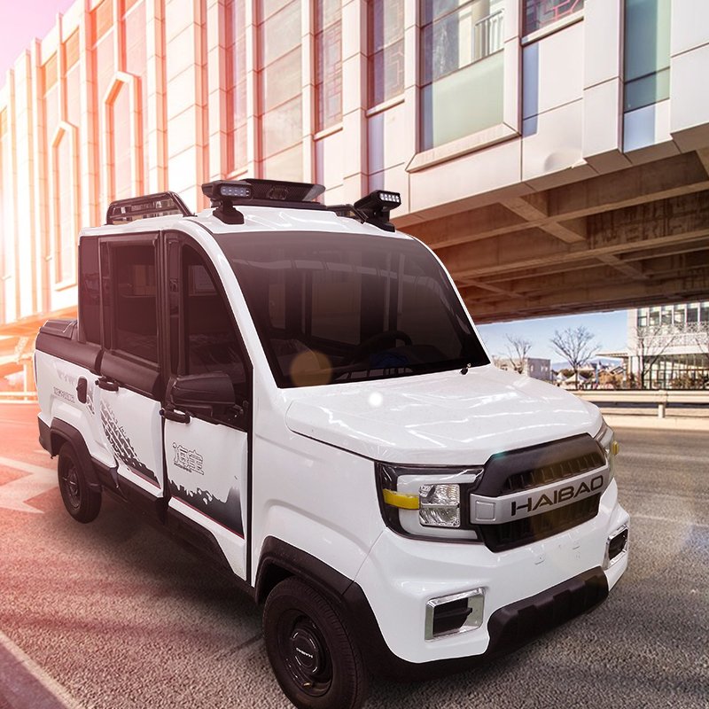 Custom Chinese Double Cabin 4 Wheeler Mini Small Ev Electric Pick up Trucks with Cargo Delivery Box