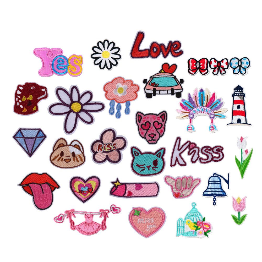 Hot Sale New Small Heart Flower Animal logo Embroidery Iron on Patches Cute for Girls