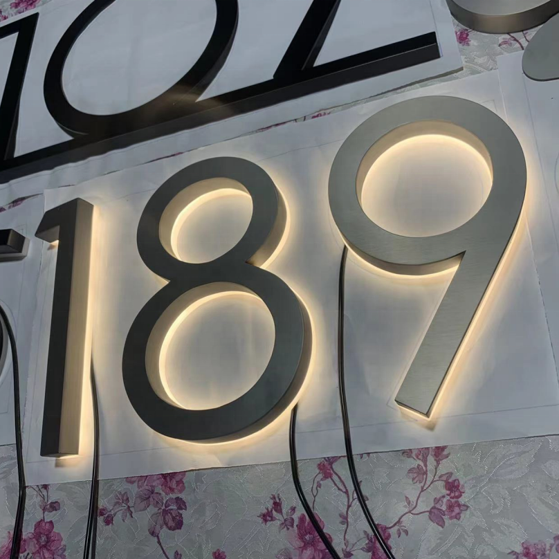 Custom Indoor LED House Number Sign for Home Colorful ACryl Aluminium Battery-Powered Electronic Sign LED Modules Foam Packaging