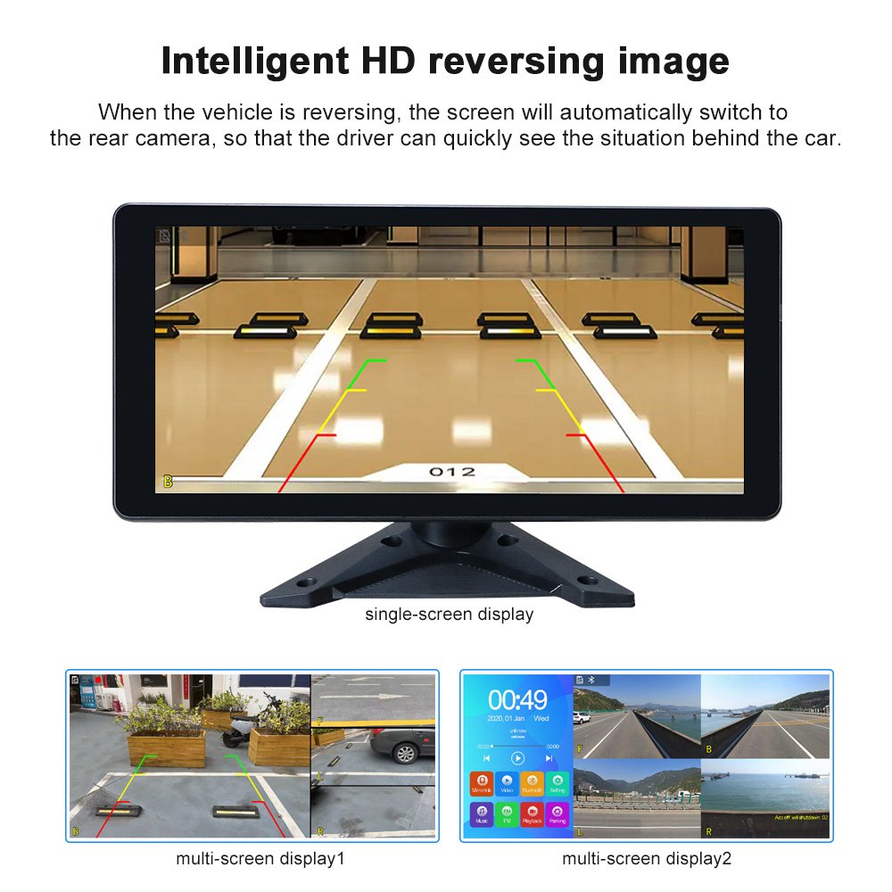 4CH Vehicle Split Monitor System Truck 1080P AHD Camera 10.36 Inch Touch Screen MP5 FM DVR for Car/Truck/Bus Parking Recorder