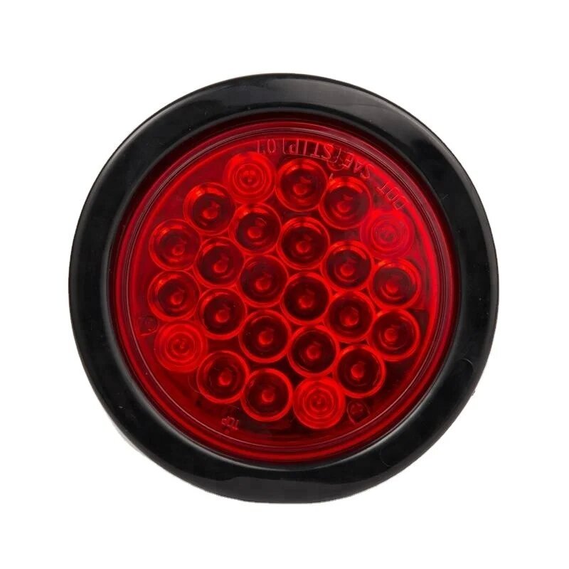 10-30V Customize Waterproof DOT SAE Emark 4 Inch Round Red Truck Led Stop Turn Tail Lights With 24 Led for Truck Trailer RV Bus